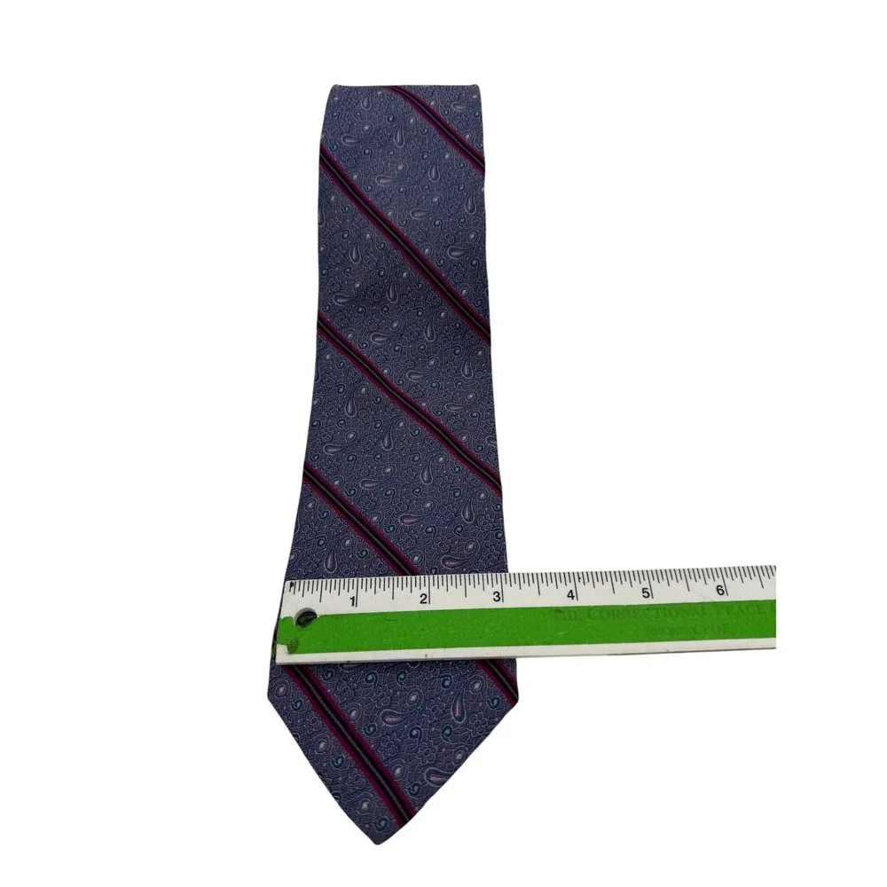 Brooks Brothers Makers &‎ Merchant Tie Silk Blue Pink Paisley Striped (TF19)